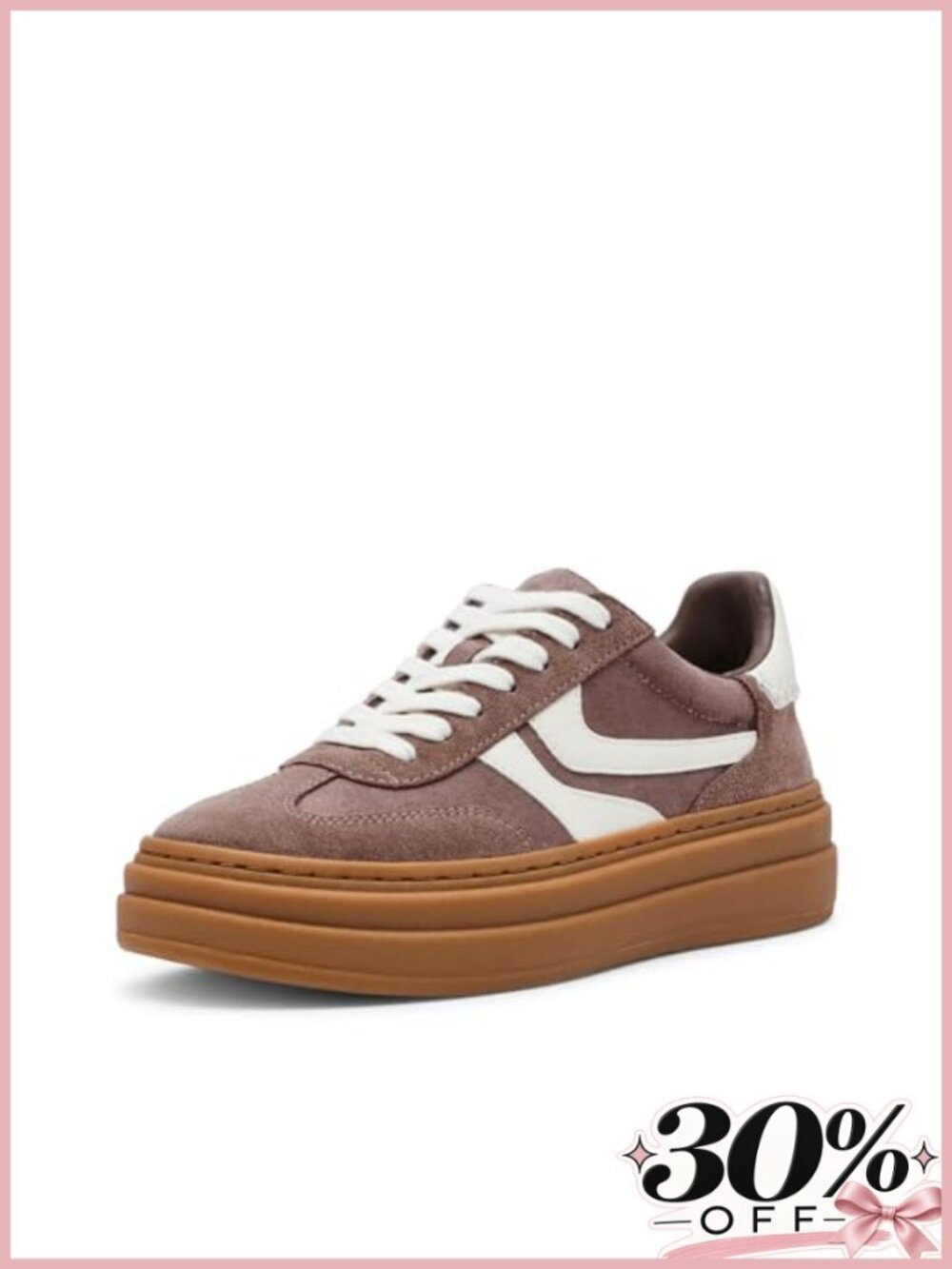 Suede Nylon Lace-Up Platform Sneaker Casual